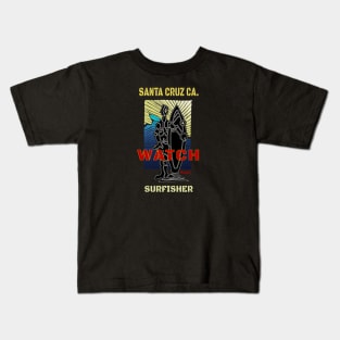 Surfing Santa Cruz California, Surf-fisher Kids T-Shirt